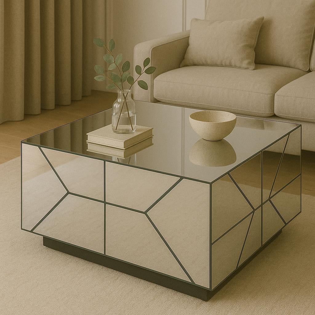 Стол зеркальный Максимилиан 800х800х450 мм Антрацитовый