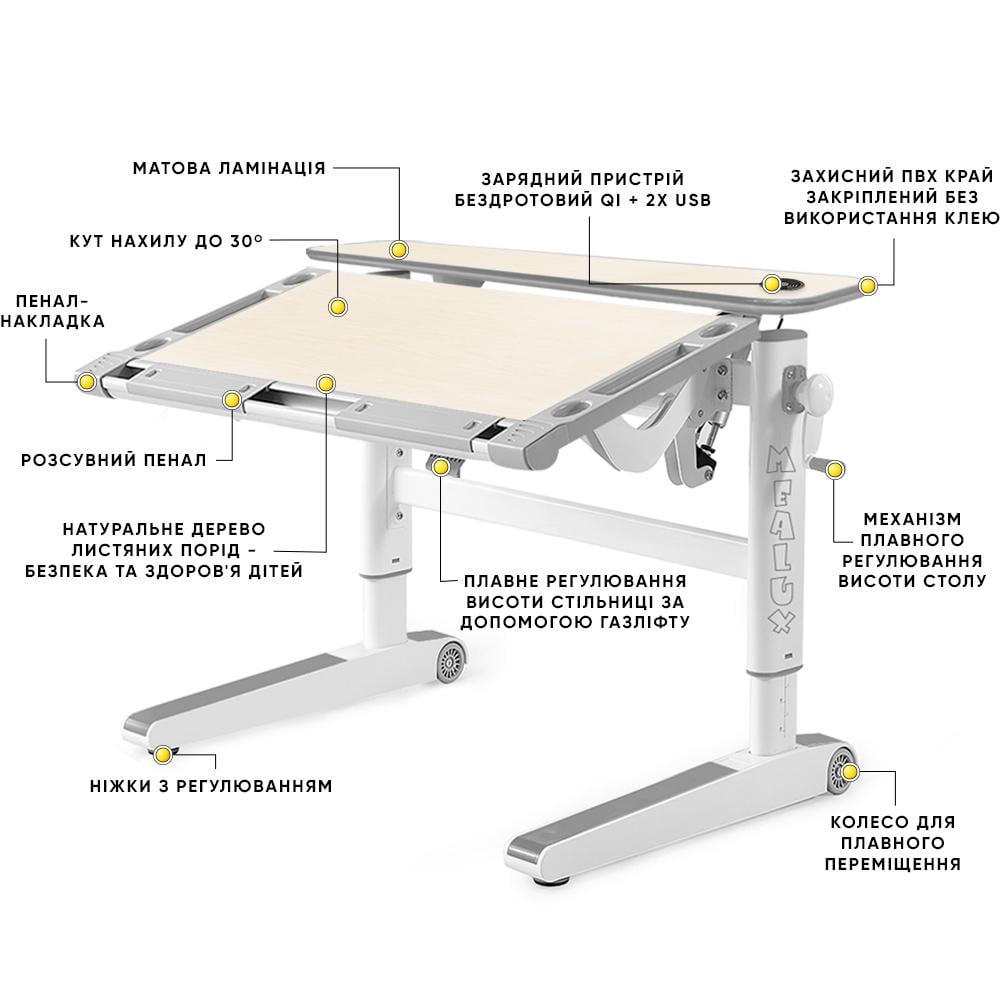 Стіл дитячий Mealux Ergowood L Multicolor TG Energy (BD-810 TG/MC Energy) - фото 3 Стіл дитячий Mealux Ergowood L Multicolor TG Energy (BD-810 TG/MC Energy) - фото 3
