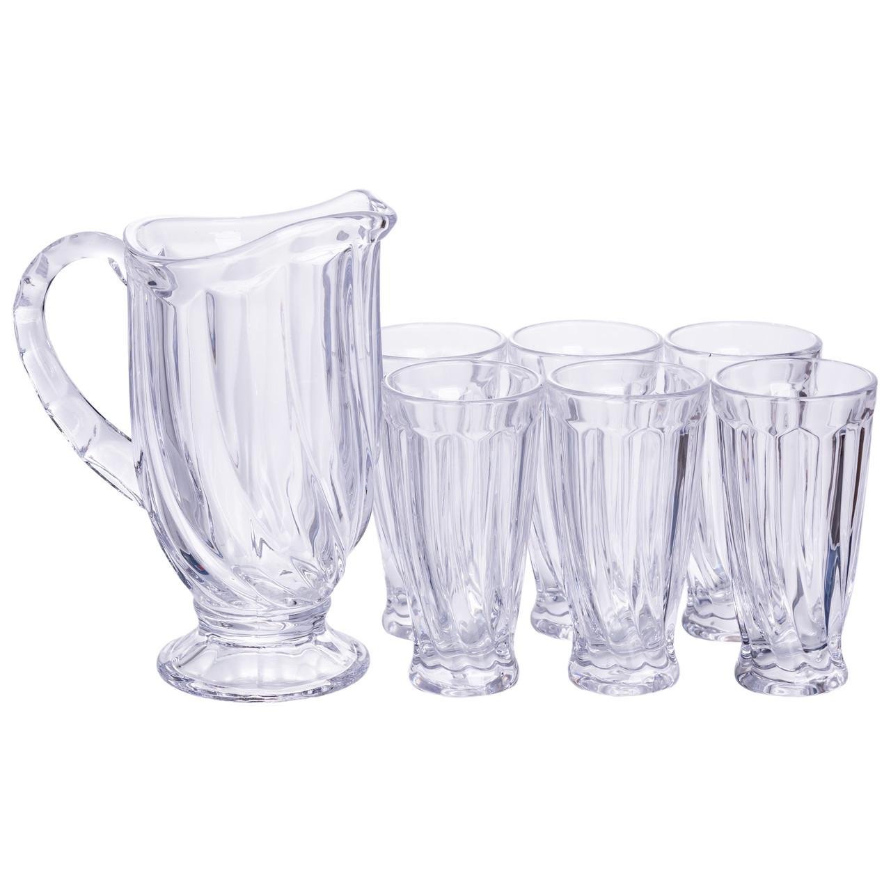 Набор кувшин для напитков 1 л со стаканами 6 шт. по 300 мл Прозрачный (HP-19-24)