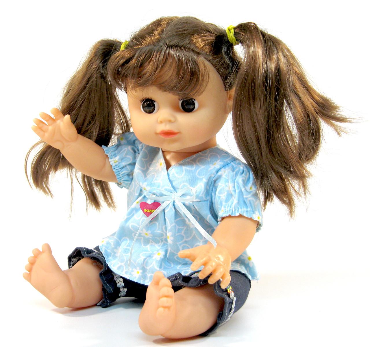 Кукла 5287 музыкальная с длинными волосами в сумке-рюкзаке 34 см