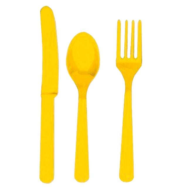 Пластиковий набір столових приладів для дітей 24 предметів Yellow