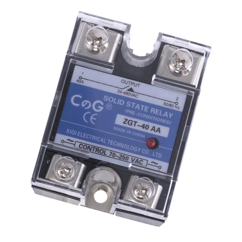 Реле твердотільне ZGT-40AA CG однофазне 70-250AC 10 mA/24-480V AC 40A (38138608)