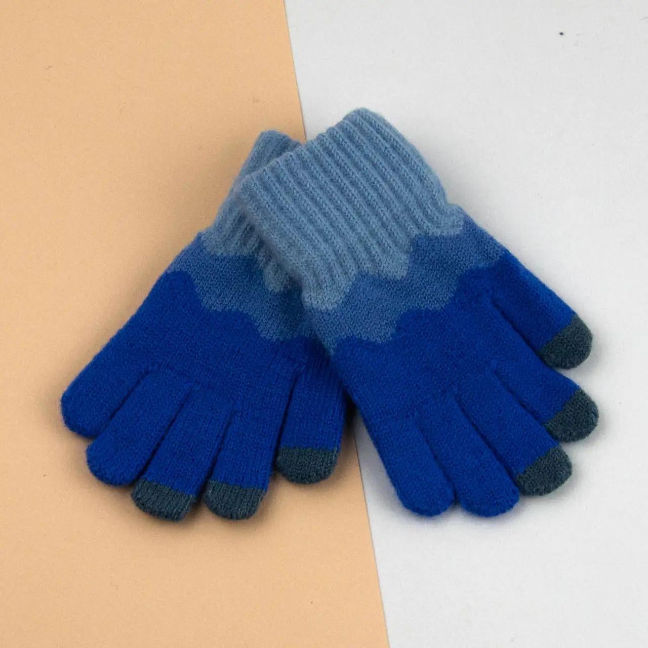 Детские перчатки для мальчиков 5-7 лет размер 11 Сине-голубой (24-8-002)