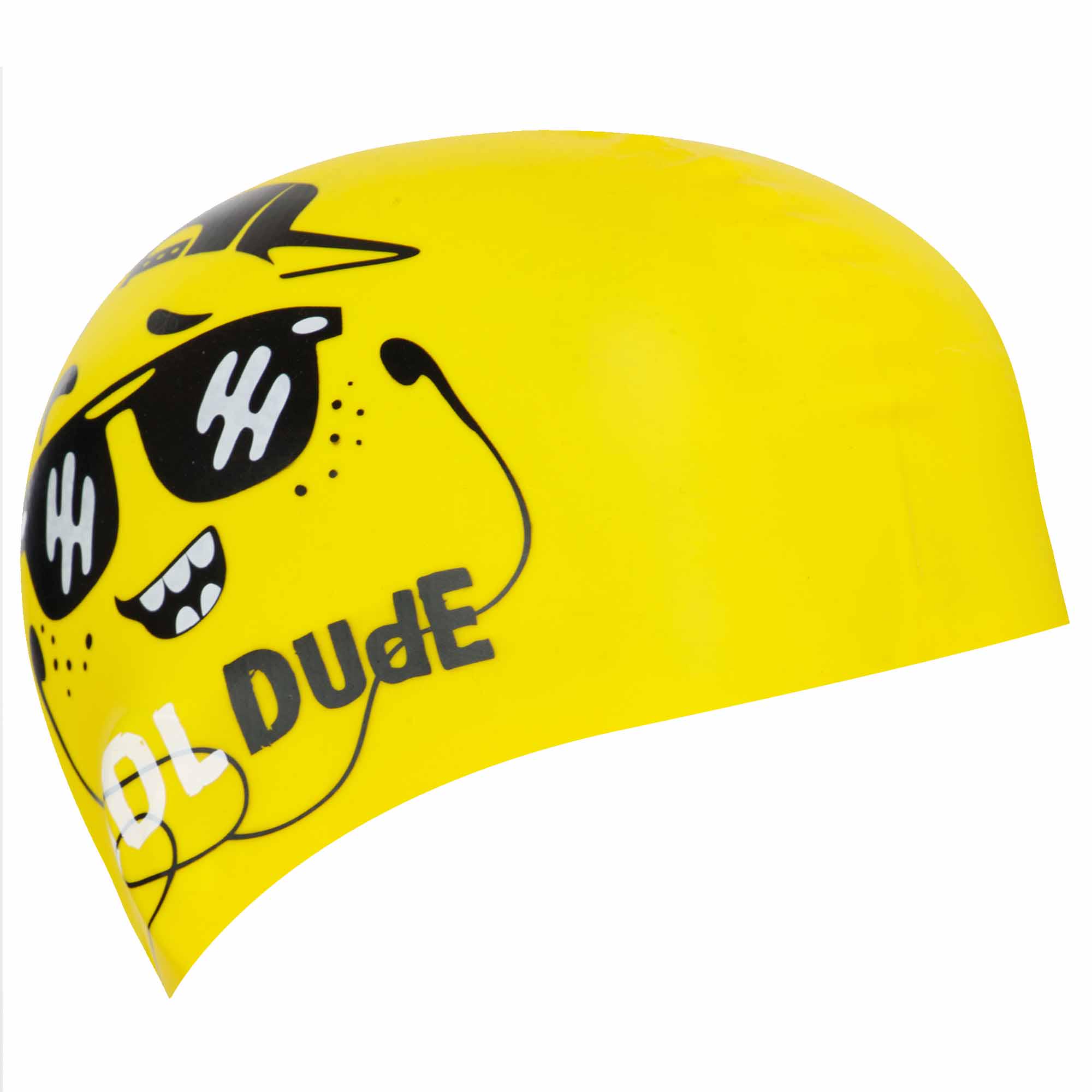 Шапочка для плавания Mad Wave Junior DUDE M057208 силиконовая Желтый (AM0009408) - фото 2