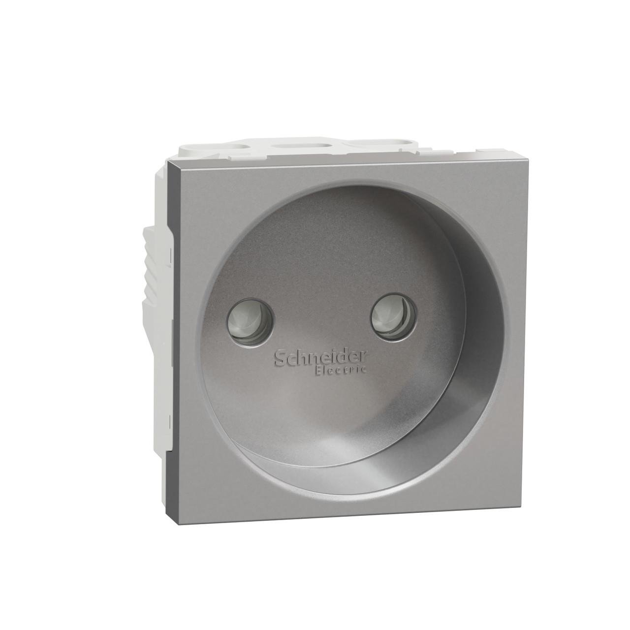 Розетка с шторками Schneider Electric Unica New PC 16А 45х45х37 мм Алюминий (NU303330)
