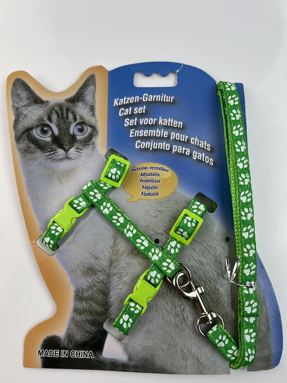 Шлея для кота Soko 24-10-1 10 мм 120+20/30+25/40 см Green (654)