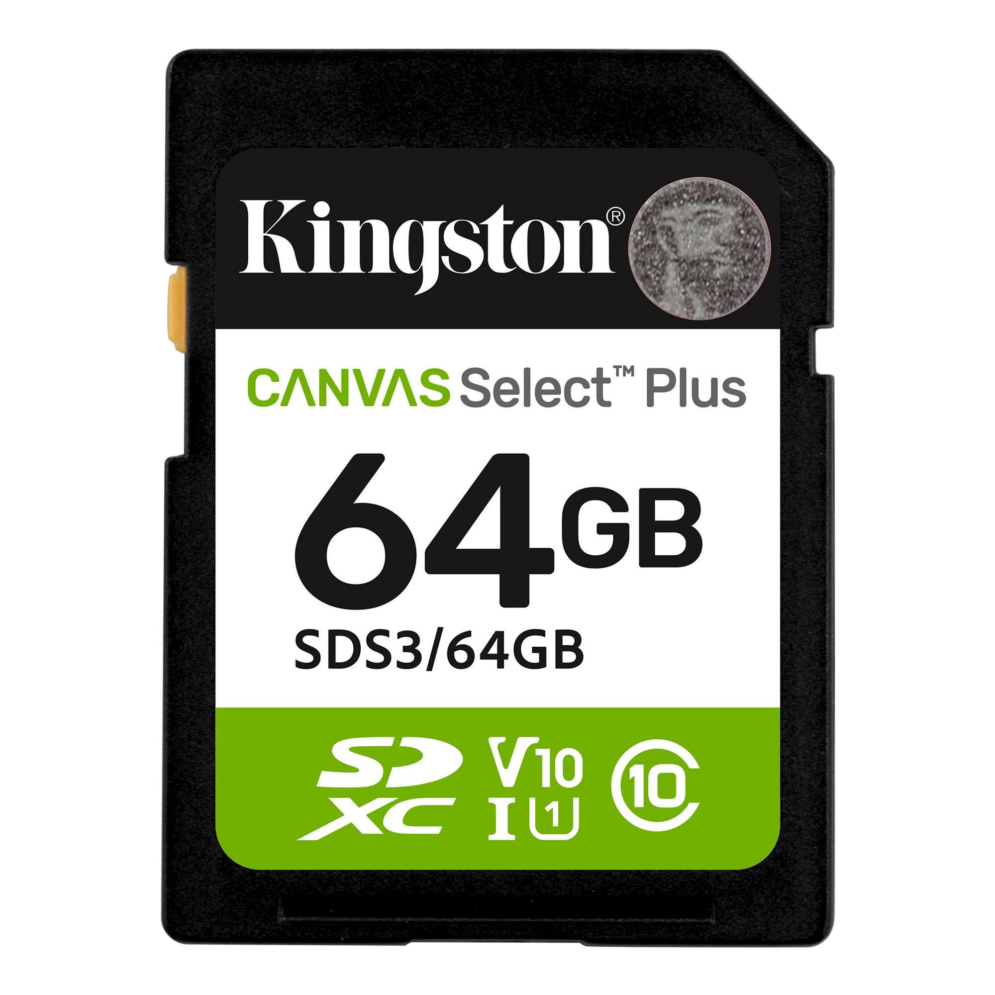 Карта памяти Kingston Canvas Select Plus SDXC 64 Гб UHS I Class 10 V10 (SDS3/64GB)