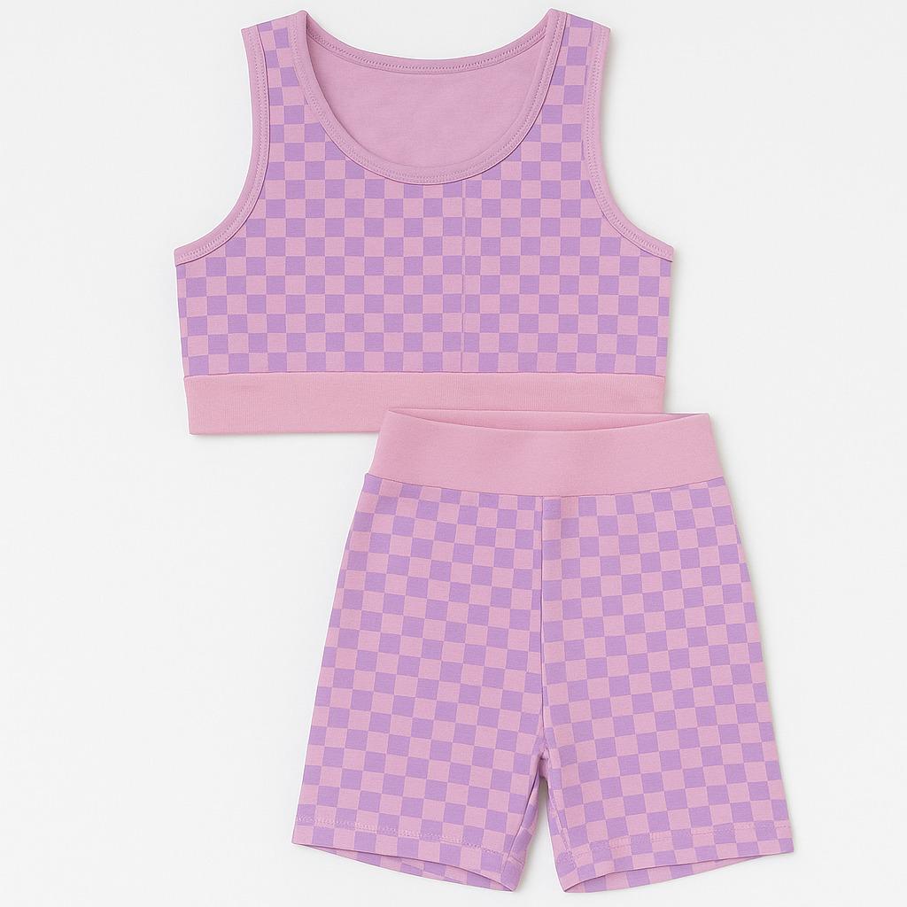 Комплект топ з шортами PRIMARK у клітинку S Рожевий (1765105)