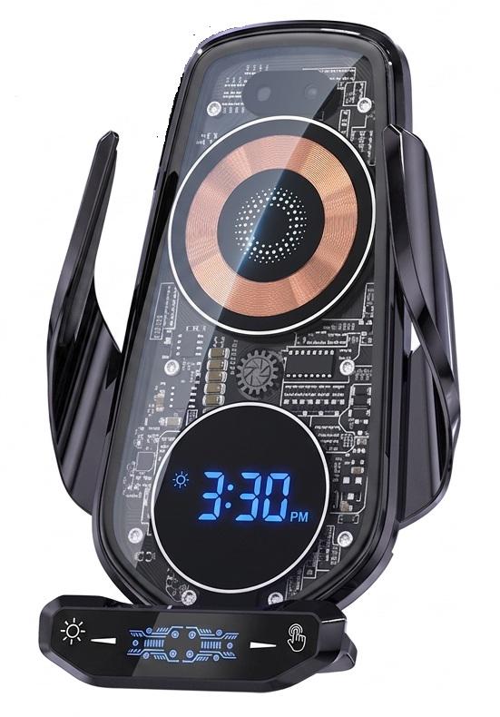 Автотримач із бездротовою зарядкою AmazeFan 15W Qi з сенсорним відкриванням і обертанням 360° Автотримач із бездротовою зарядкою AmazeFan 15W Qi з сенсорним відкриванням і обертанням 360°