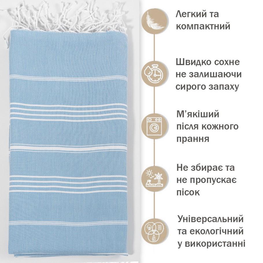 Полотенце Peshtemal Beach Pool Spa 100х180 см Голубой (17718075) - фото 10