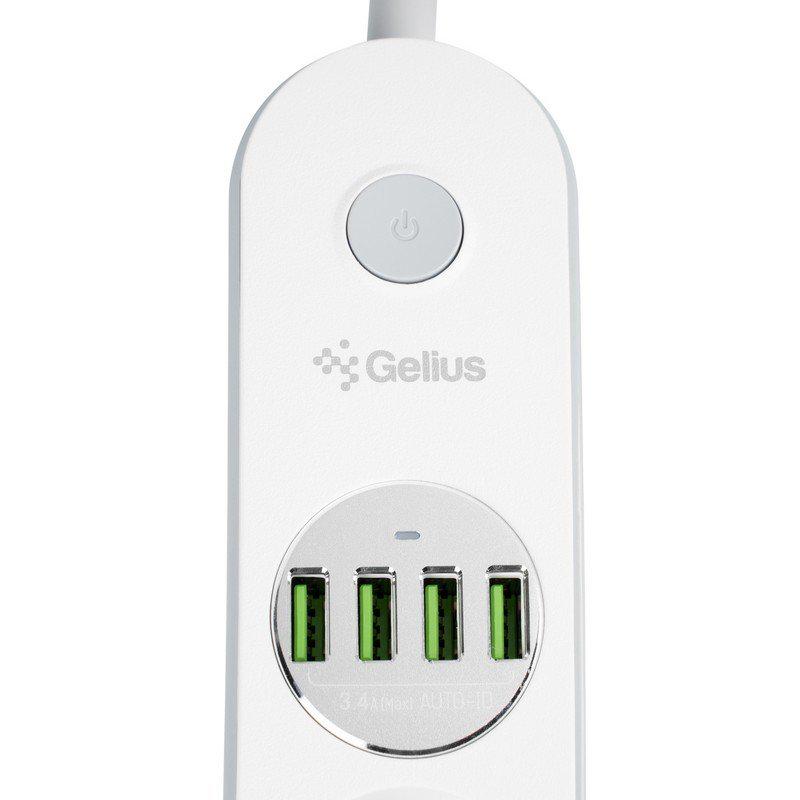 Фильтр сетевой Gelius G-Power GP-PS-001 4-220V/4 USB порта 3,4A 2 м White (58011) - фото 7 Фильтр сетевой Gelius G-Power GP-PS-001 4-220V/4 USB порта 3,4A 2 м White (58011) - фото 7