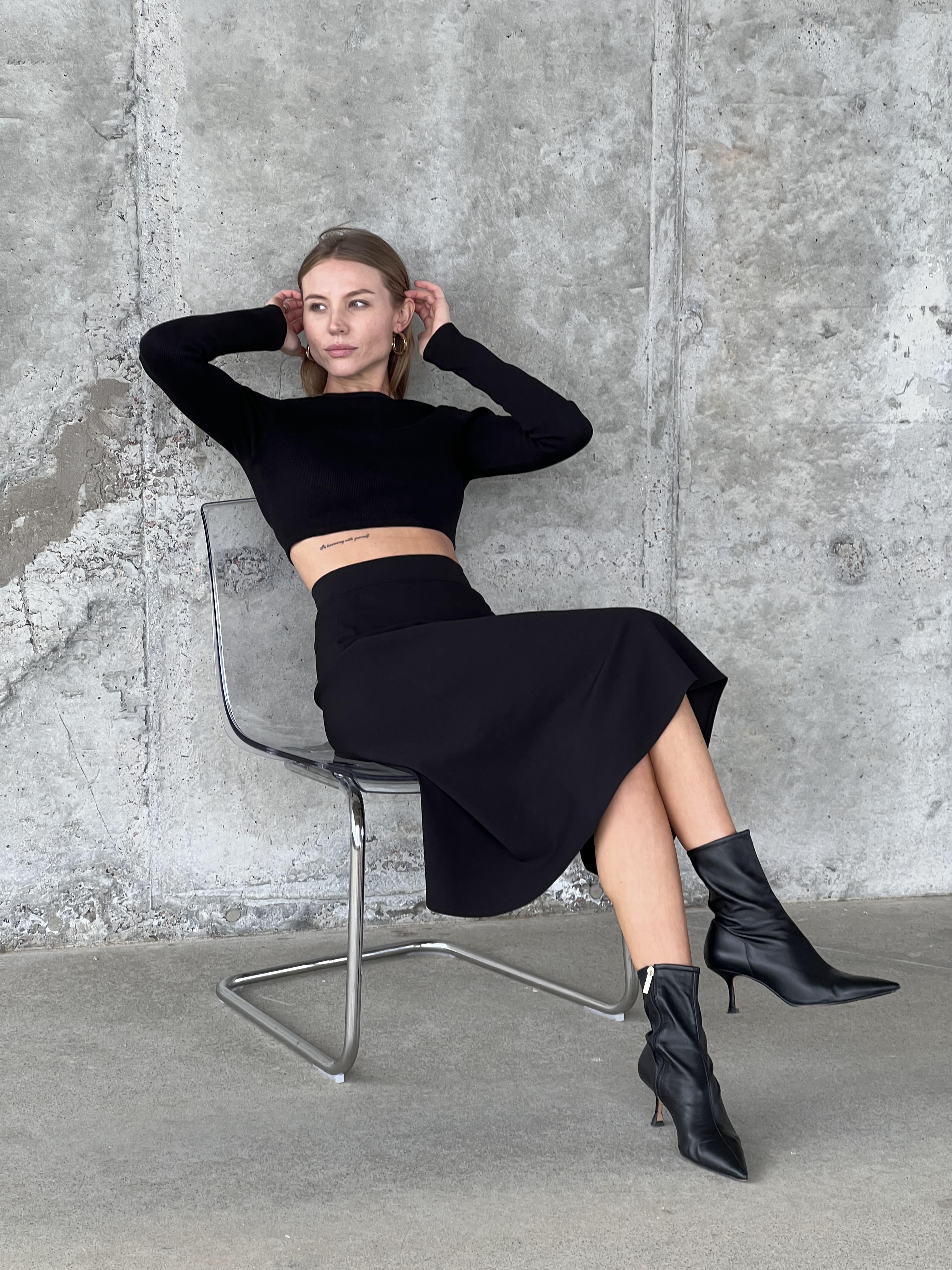 Спідниця-трапеція міді Дика Спідниця XXS Чорний (3001) - фото 3