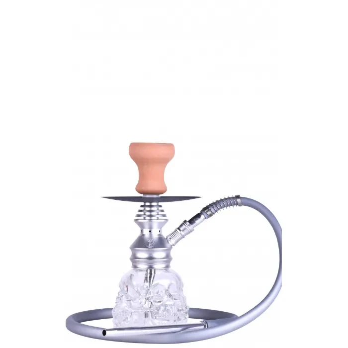 Кальян дымный Yahya Skull на 1 персону с прозрачной колбой на 1 персону Silver (1971638178)
