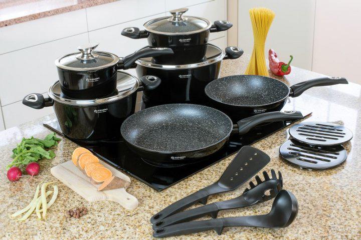 Набір кухонного посуду Edenberg 15 пр. з алюмінію і мармуровим антипригарним покриттям (EB-5611) - фото 2