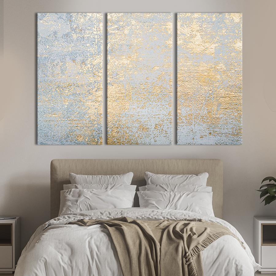 ᐉ Модульная картина триптих Блеск золота на голубом фоне 156x100 см (28-31)