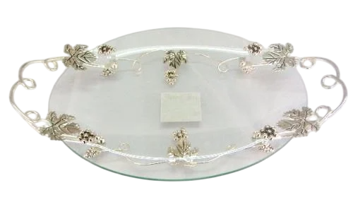 Блюдо овальное с ручками декоративное виноград 43х24х8 см