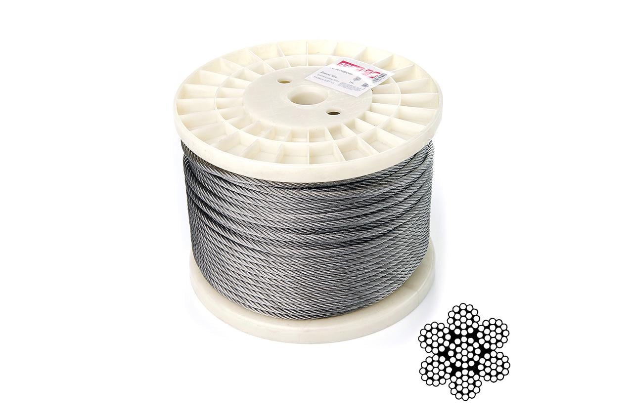 Трос нержавіючий Apro 6 мм x 100 м 6х19+1x19 DIN 3060 100 шт. (WR-G6N)