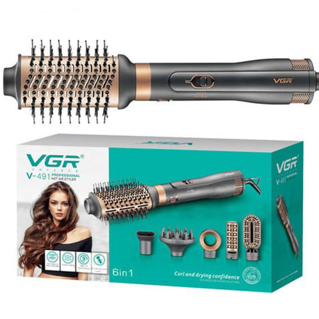 Фен-щітка для волосся 6в1 VGR V-491 (70729) - фото 9 Фен-щітка для волосся 6в1 VGR V-491 (70729) - фото 9