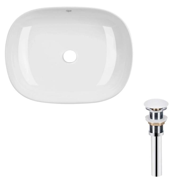 Раковина накладная прямоугольная Qtap Aquarius 470x380x120 мм с донным клапаном PU02 White (QT21112185WN47295)