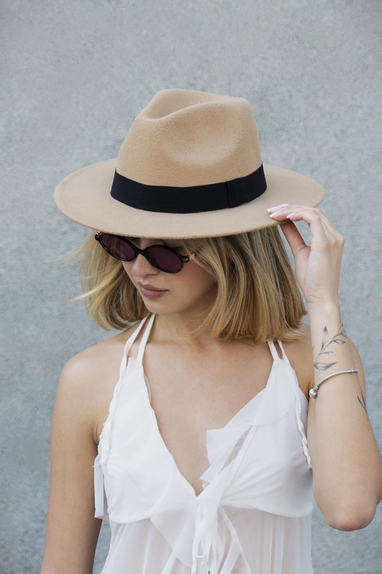 Шляпа женская Without Fedora с лента Beige (8049693)