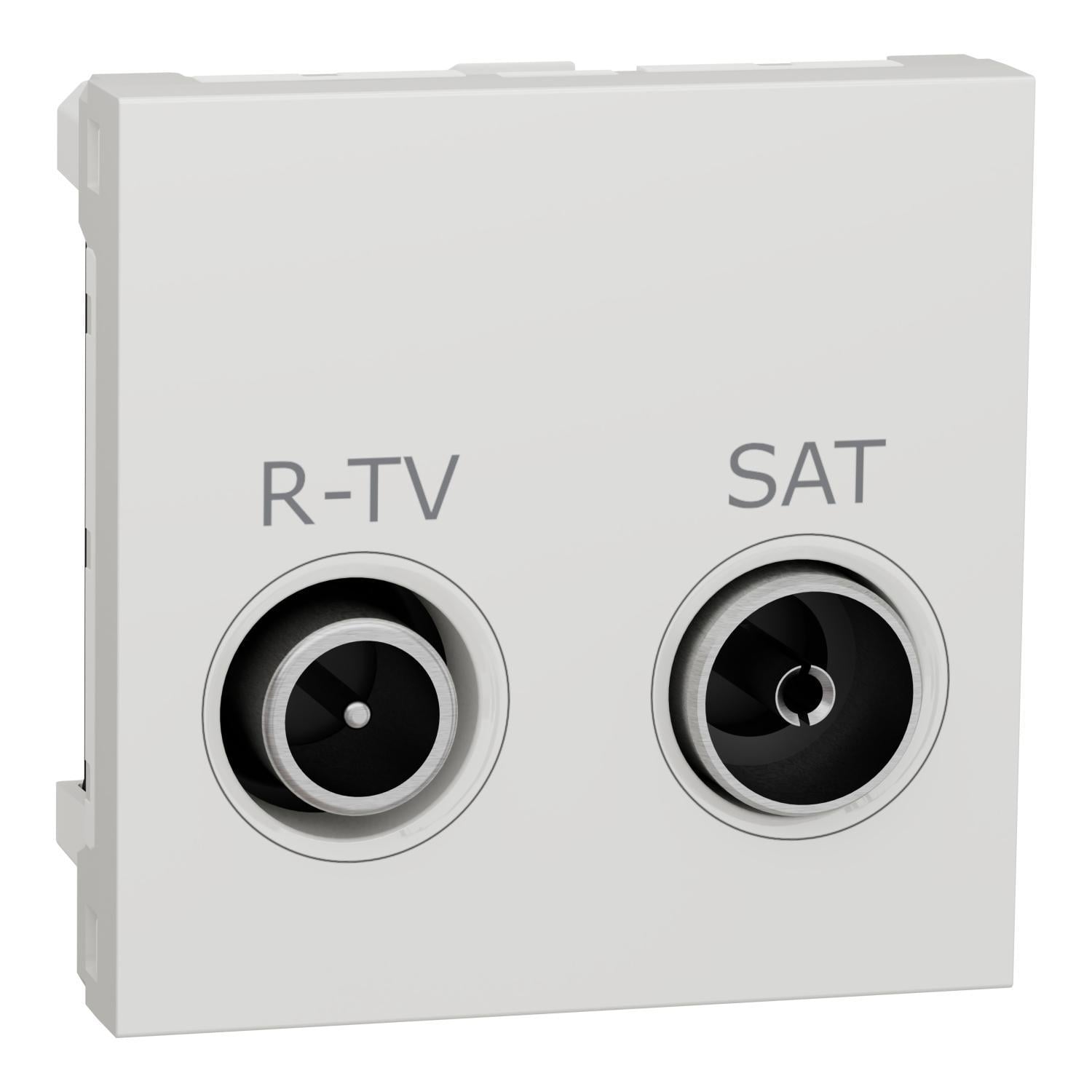 Розетка Schneider Electric R-TV/SAT проходная 2 модуля Unica Белый (NU345618)