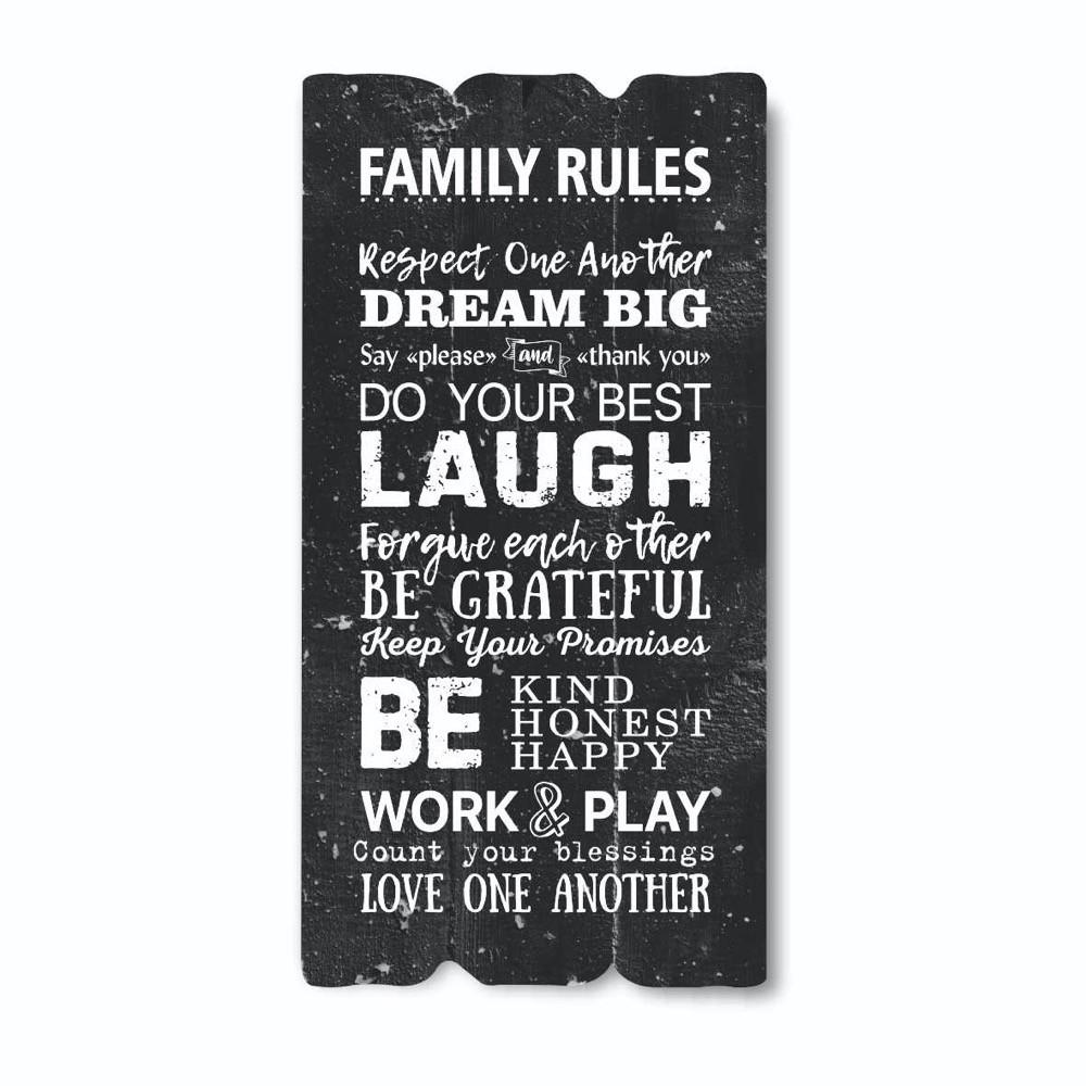 Табличка декоративная деревянная Familly rules 15х30 см Черный (хрт10036ча)