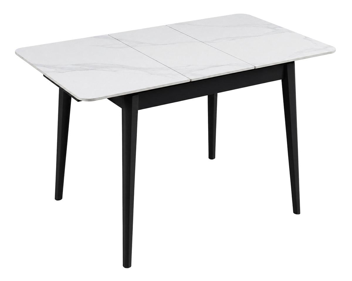 Стол обеденный раскладной Intarsio TALLINN CERAMIC 90/120х70 см Белый/Черный каркас