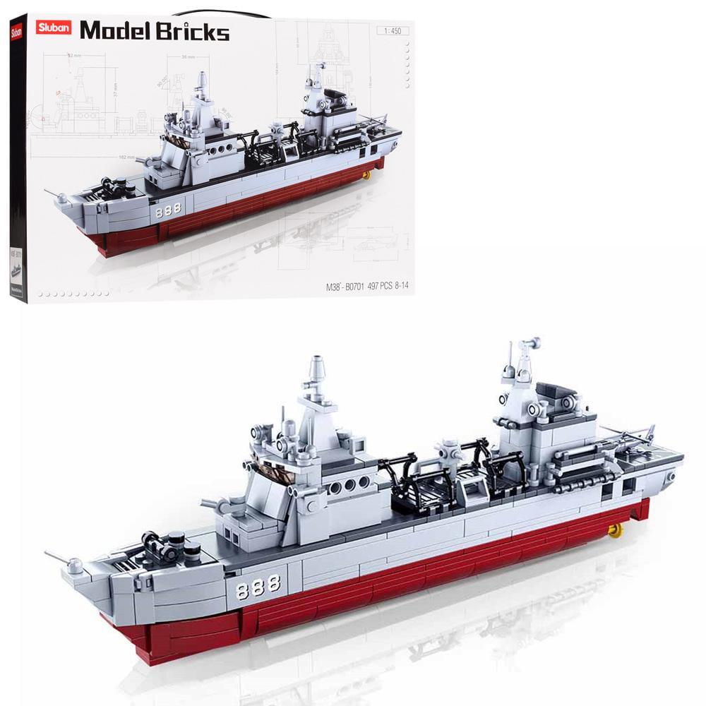 Конструктор Sluban Військовий корабель літак масштаб 1:450 47,5x33,5x7 см 497 деталей (MTT-127119)