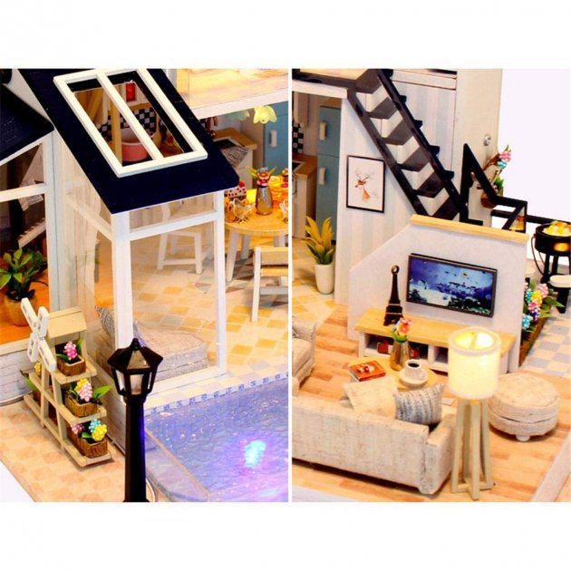 3D Румбокс CuteBee DIY DollHouse Коттедж с бассейном (M91) - фото 8