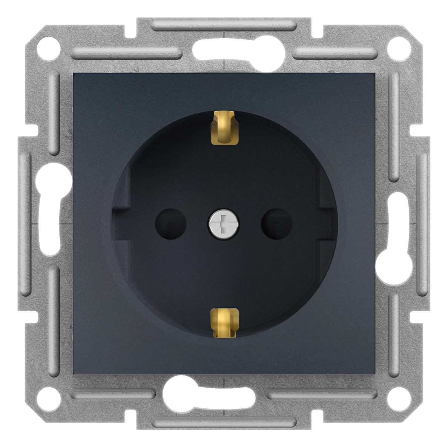 Розетка Schneider Electric Asfora з заземленням з шторками Антрацитовий (EPH2900271)