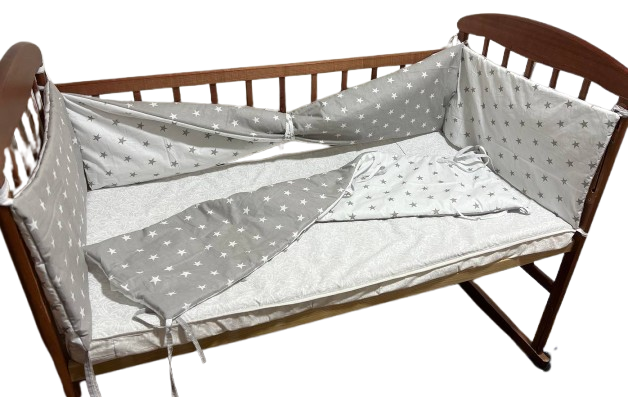 Бортики в кроватку на 4 стороны Серый (1113)