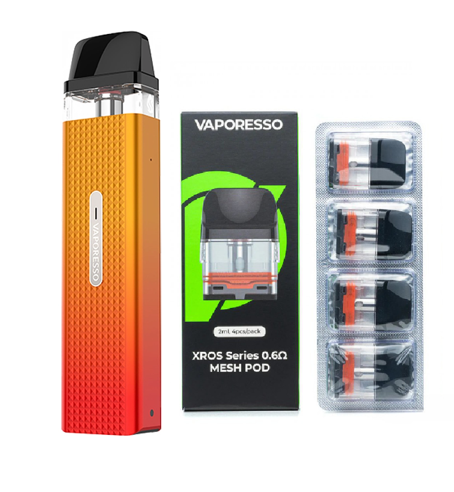 Електронна сигарета багаторазова Vaporesso XROS Mini Kit та 4 додаткових картриджа Orange-Red (91557137)