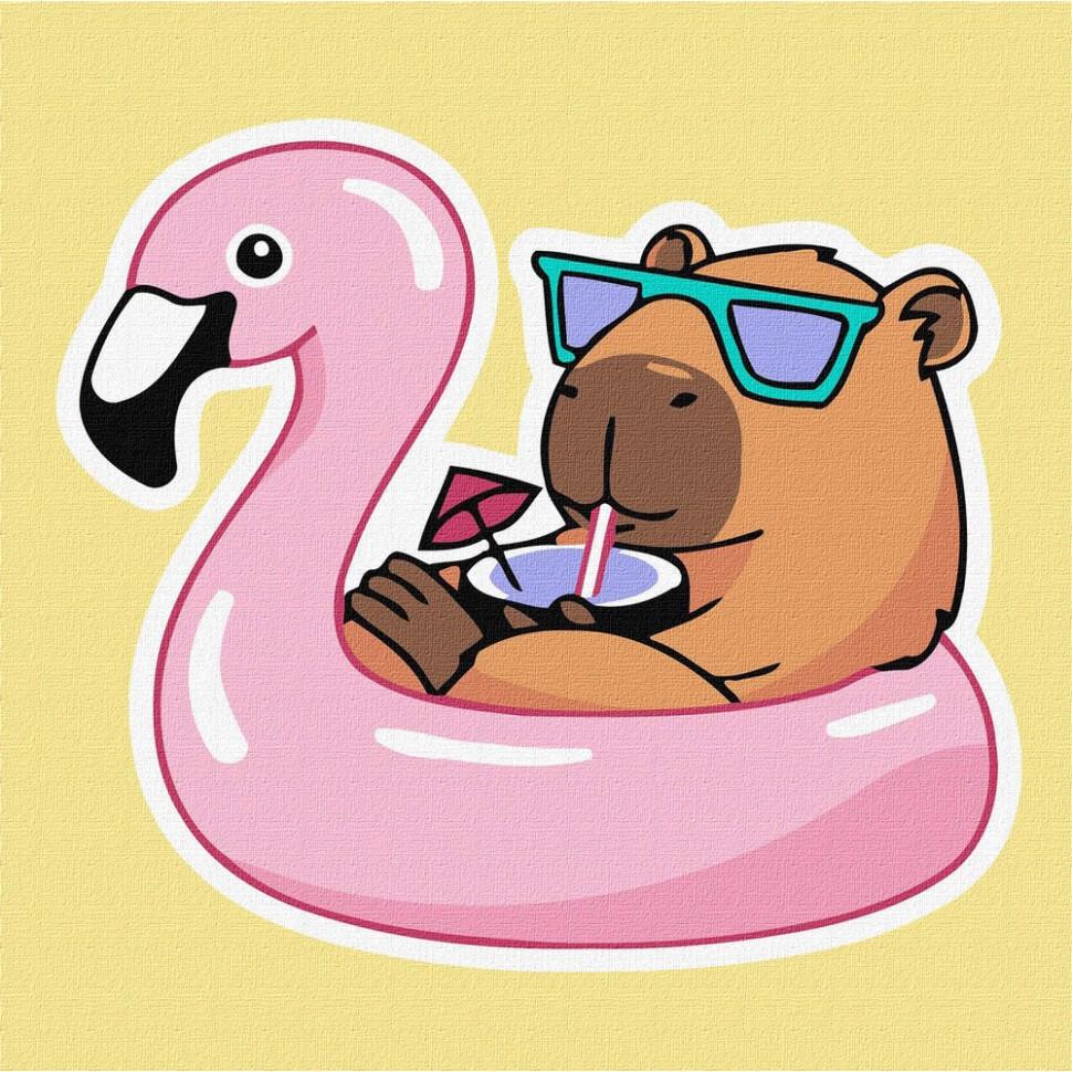 Картина за номерами Ideyka Капібара у відпустці 40x40 см (KHO6743)