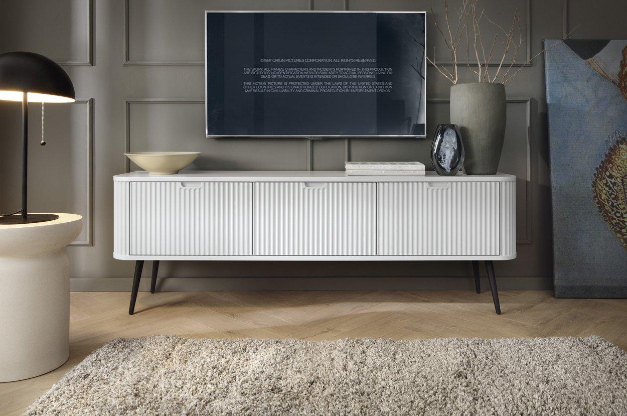 Тумба под телевизор Perfect Home Zova RTV168 3-дверная с черными ножками Белый (PFH-091272)