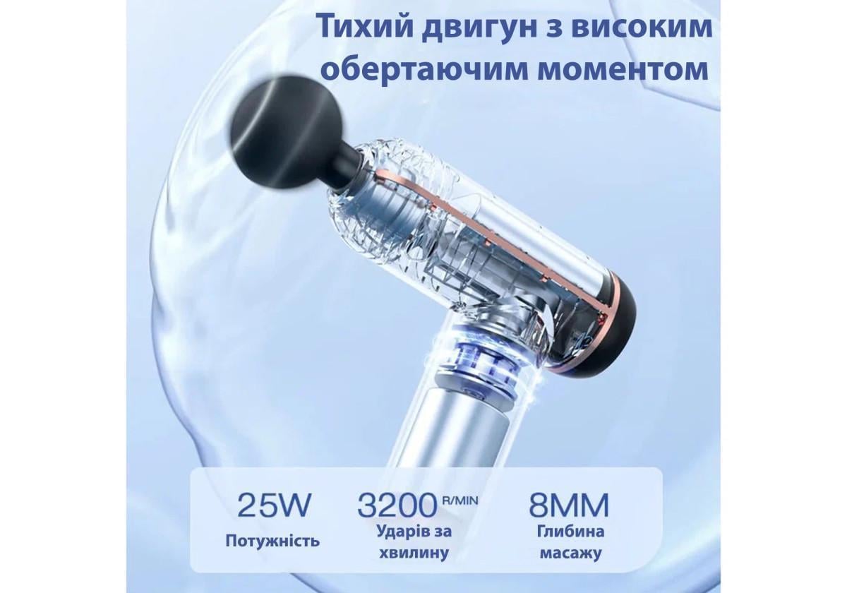 Масажний пістолет EasyFit Impact для тіла з 4 насадками (EF-2071) - фото 3 Масажний пістолет EasyFit Impact для тіла з 4 насадками (EF-2071) - фото 3