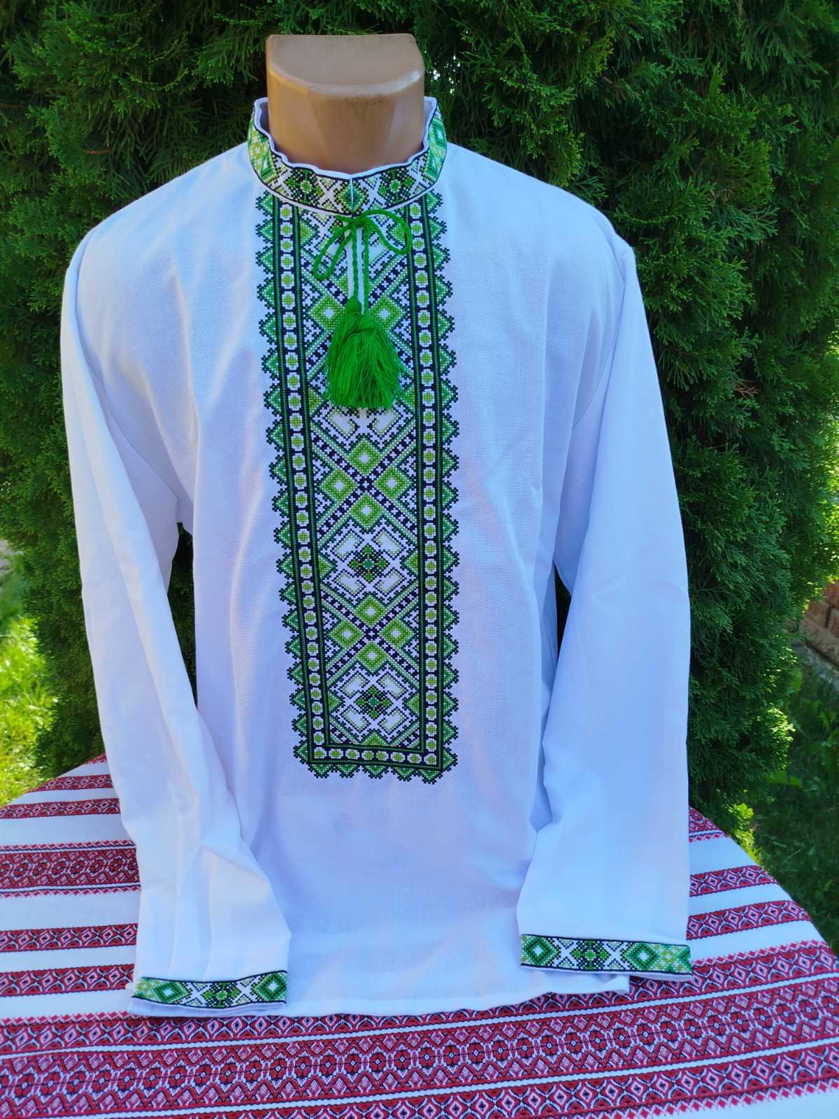 Вишита сорочка чоловіча Квітковий орнамент р. 56 Зелений (2174215098)