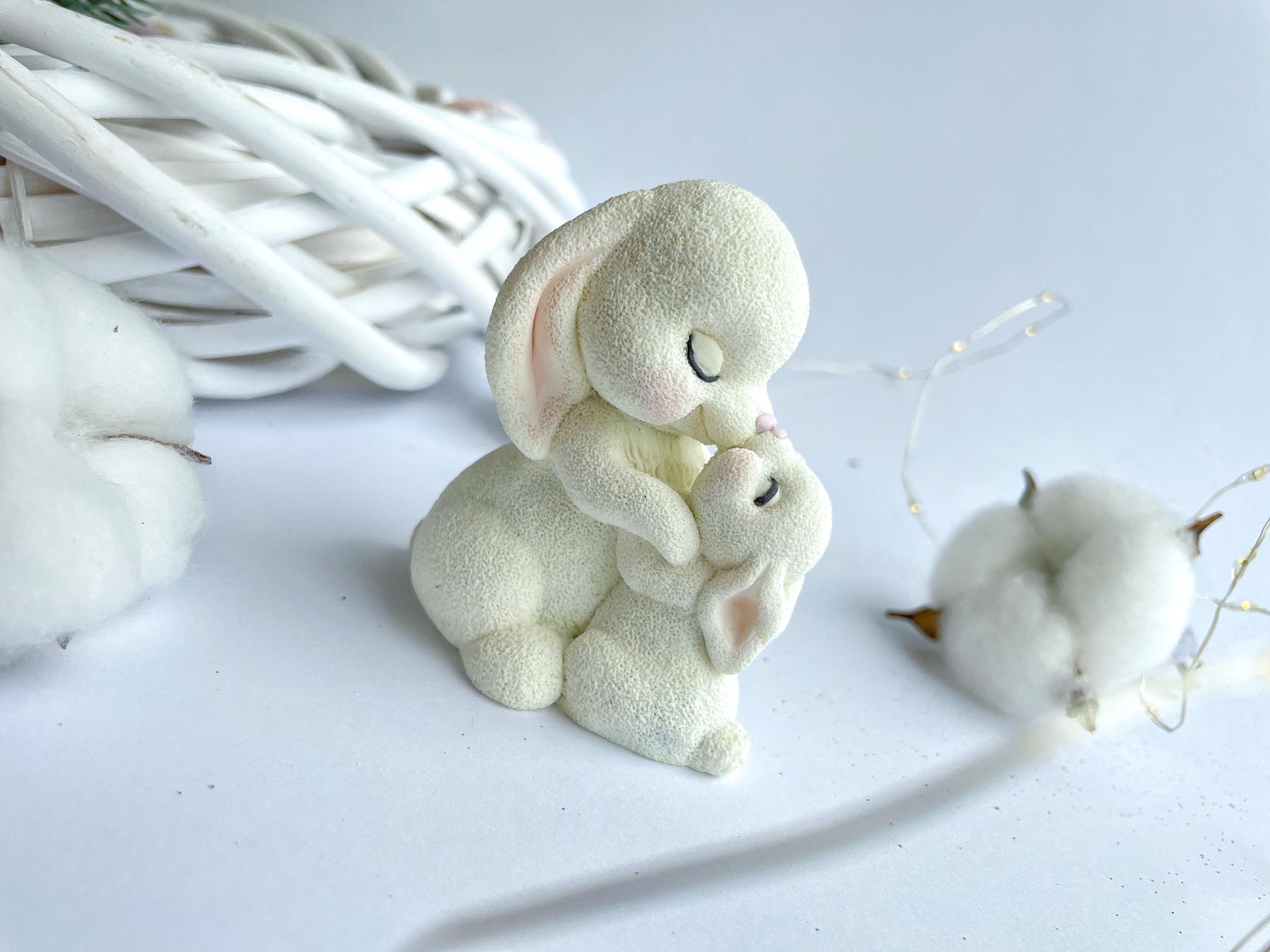 Молд силиконовый Зайка мама с малышом 3 (8949)