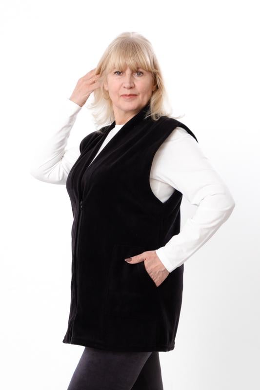 Жилетка жіноча флісова Носи своє плюс сайз з накладними кишенями р. 56 Чорний (8042-027)