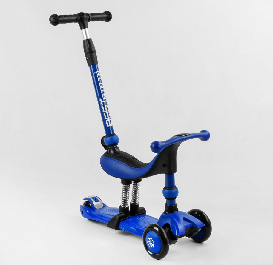 Самокат-велобег Best Scooter 3в1 сиденье амортизаторы /родительская ручка Синий (BS-27018)