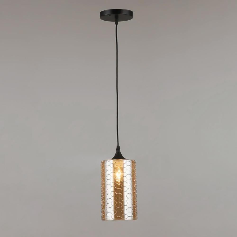 Люстра підвісна Light House SR-19349/1H BK D120хH200/H800 E27 Чорний/Медовий