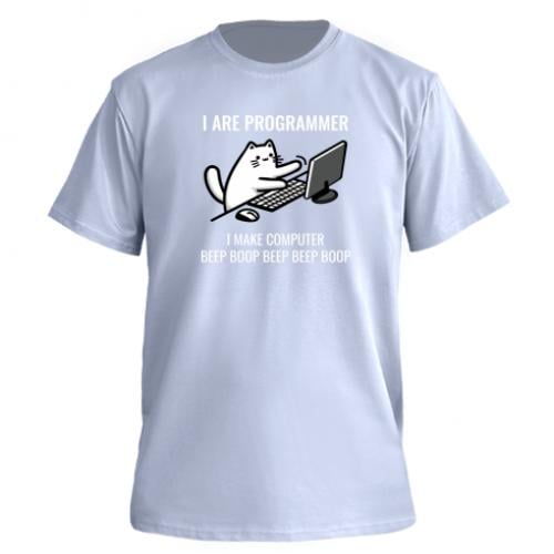 Футболка мужская Premium Owi I are programmer cat XL Бледно-голубой (16923558-14-198676-XL)