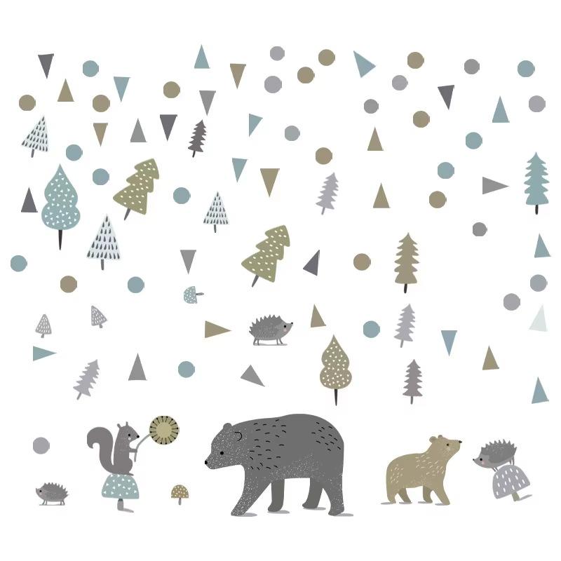 Набір вінілових наліпок Лісові мешканці декоративний у дитячу кімнату для дівчаток і хлопчиків 25х70 см - фото 4