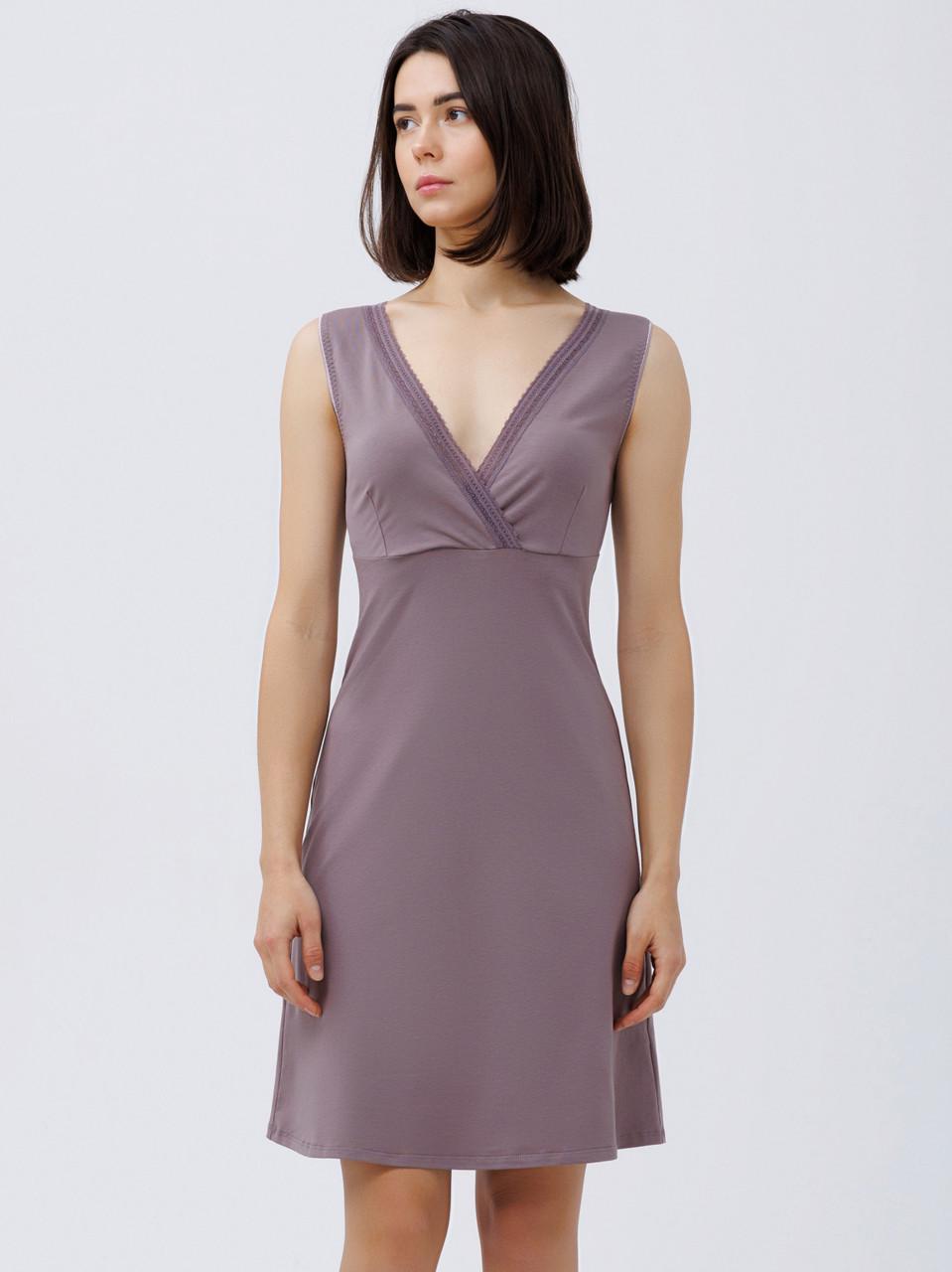 Нічна сорочка жіноча Roksana на запах бавовняна L Бузковий (1767/16681) Нічна сорочка жіноча Roksana на запах бавовняна L Бузковий (1767/16681)