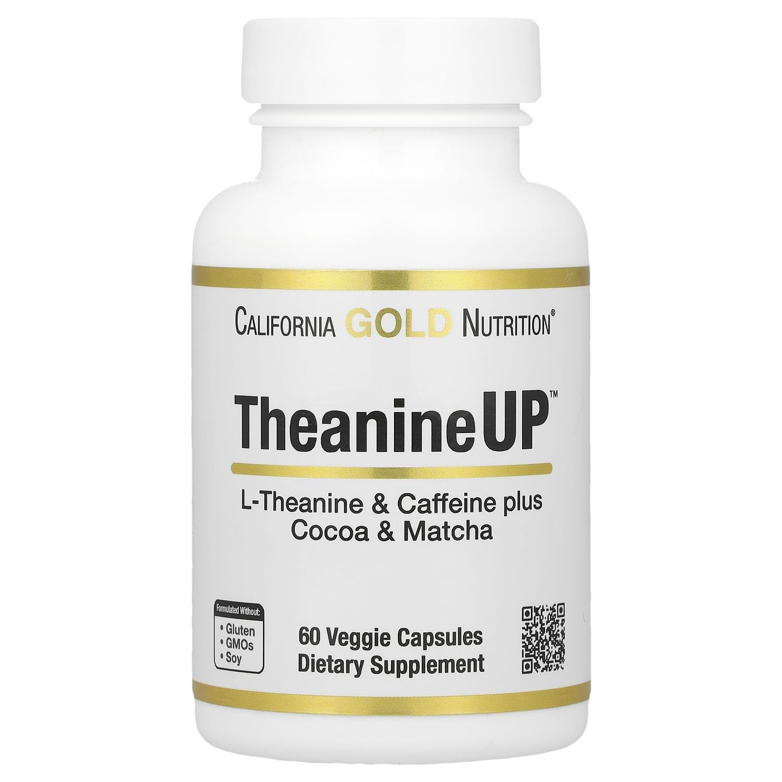 Амінокислота California Gold Nutrition TheanineUP для зосередження енергії 60 рослинних капсул (CGN-01241)