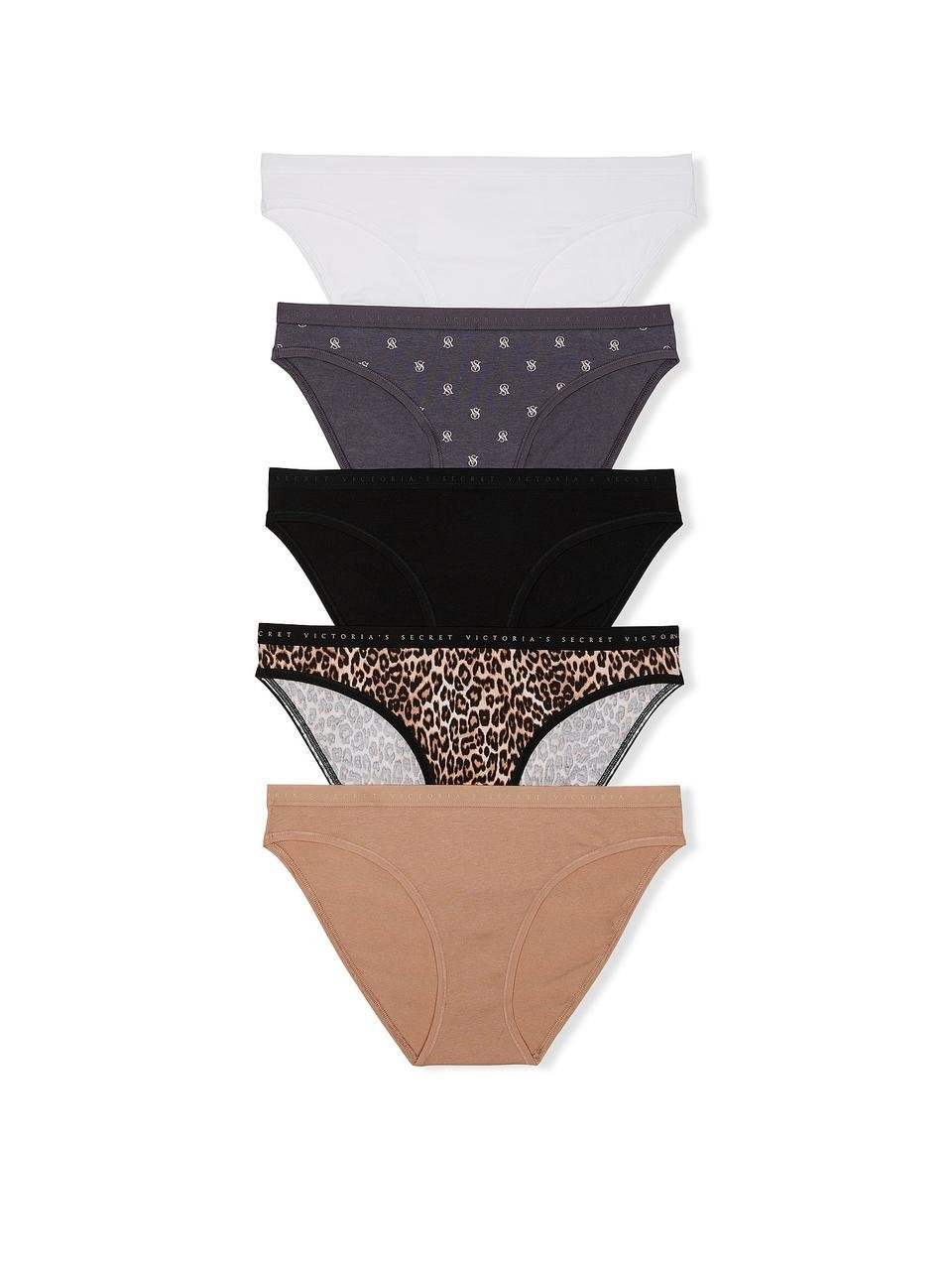 Набор трусиков Victoria's Secret Bikini Stretch Cotton 5 шт. XS Разноцветный (2429473875)