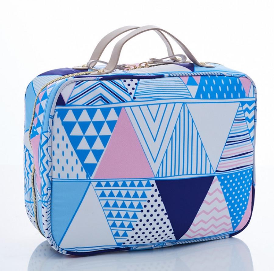 Косметичка-органайзер дорожная с ручками и съемным отделением для кистей Голубой (ОД-118-2) Косметичка-органайзер дорожная с ручками и съемным отделением для кистей Голубой (ОД-118-2)