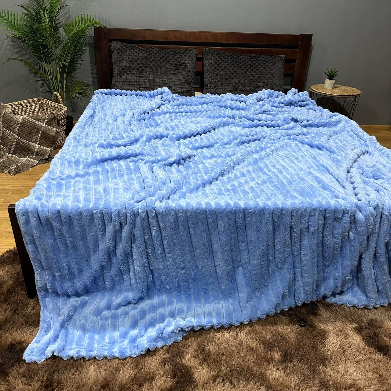 Плед покривало велсофт євро 200х220 см Блакитний (Д-post-sharp-max-002-03)