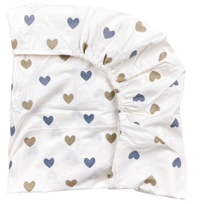 Простирадло у стандартне ліжечко №3 Сердечки 120x60 см Сіро-золотий (142731)
