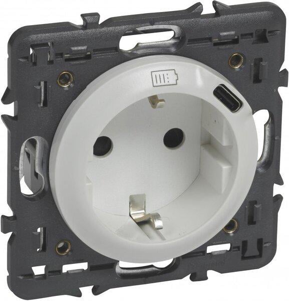 Розетка комбинированная Legrand Celiane 2К+С 16А 250 В со встроенным зарядным устройством USB-C 1,5А Белый