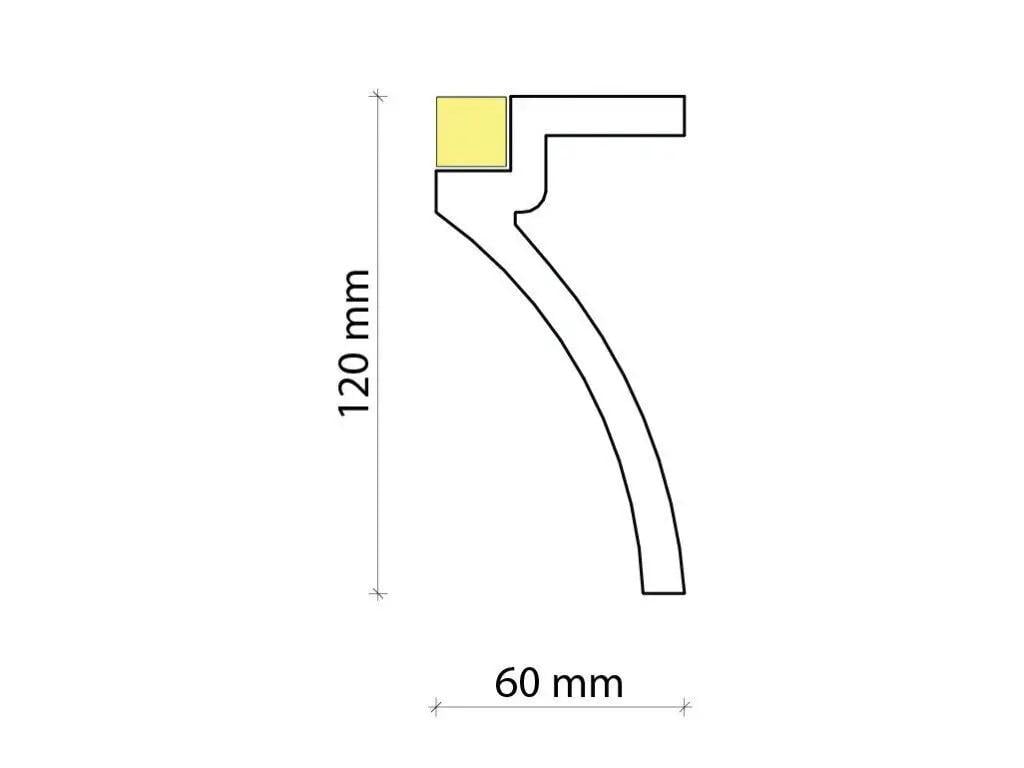 Плинтус потолочный полиуретановый Tesori для LED освещения 120x60x2000 мм (KF 801) - фото 2